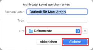 Screenshot Outlook